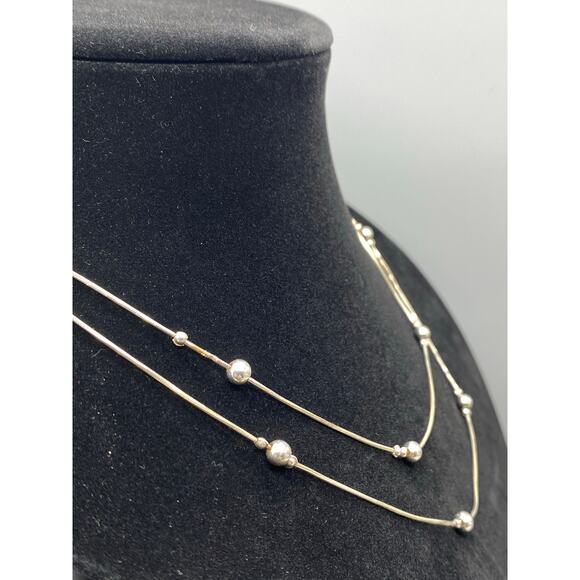 Vintage Danecraft‎ Italy Double Ball and chain Sterling Necklace - Picture 3 of 9
